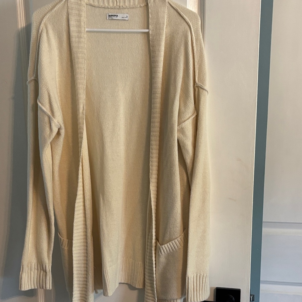 Sonoma Women's Cream Open-Front Cardigan